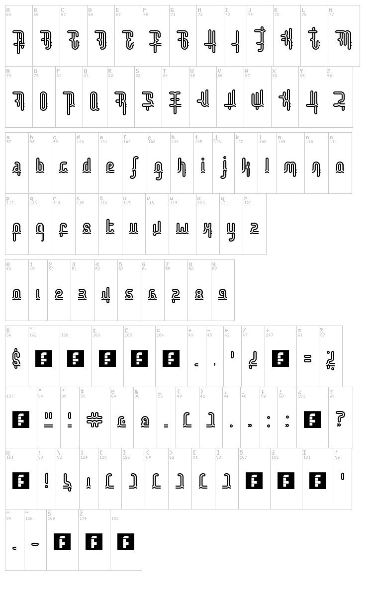 Disco Everyday Value font map